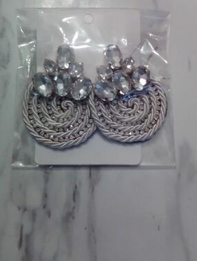 Crystal and Silver-Tone Statement Earrings - Silver